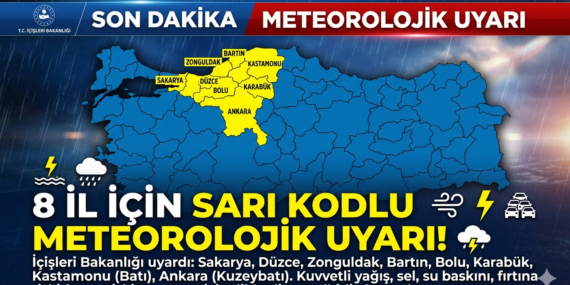 İçişleri Bakanlığı’ndan 8 İle Kritik Uyarı: Sarı Kodlu Alarm Verildi!