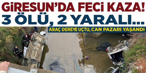 Giresun’da Feci Kaza: Hafif Ticari Araç Dereye Yuvarlandı, 3 Can Kaybı!