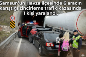 Samsun'un Havza ilçesinde 6 aracın karıştığı zincirleme trafik kazasında 1 kişi yaralandı.