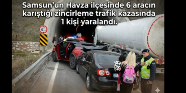 Samsun'un Havza ilçesinde 6 aracın karıştığı zincirleme trafik kazasında 1 kişi yaralandı.