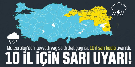 Meteoroloji’den 10 İl İçin Sarı Kodlu Uyarı: Orta ve Doğu Karadeniz’de Kuvvetli Yağış Bekleniyor